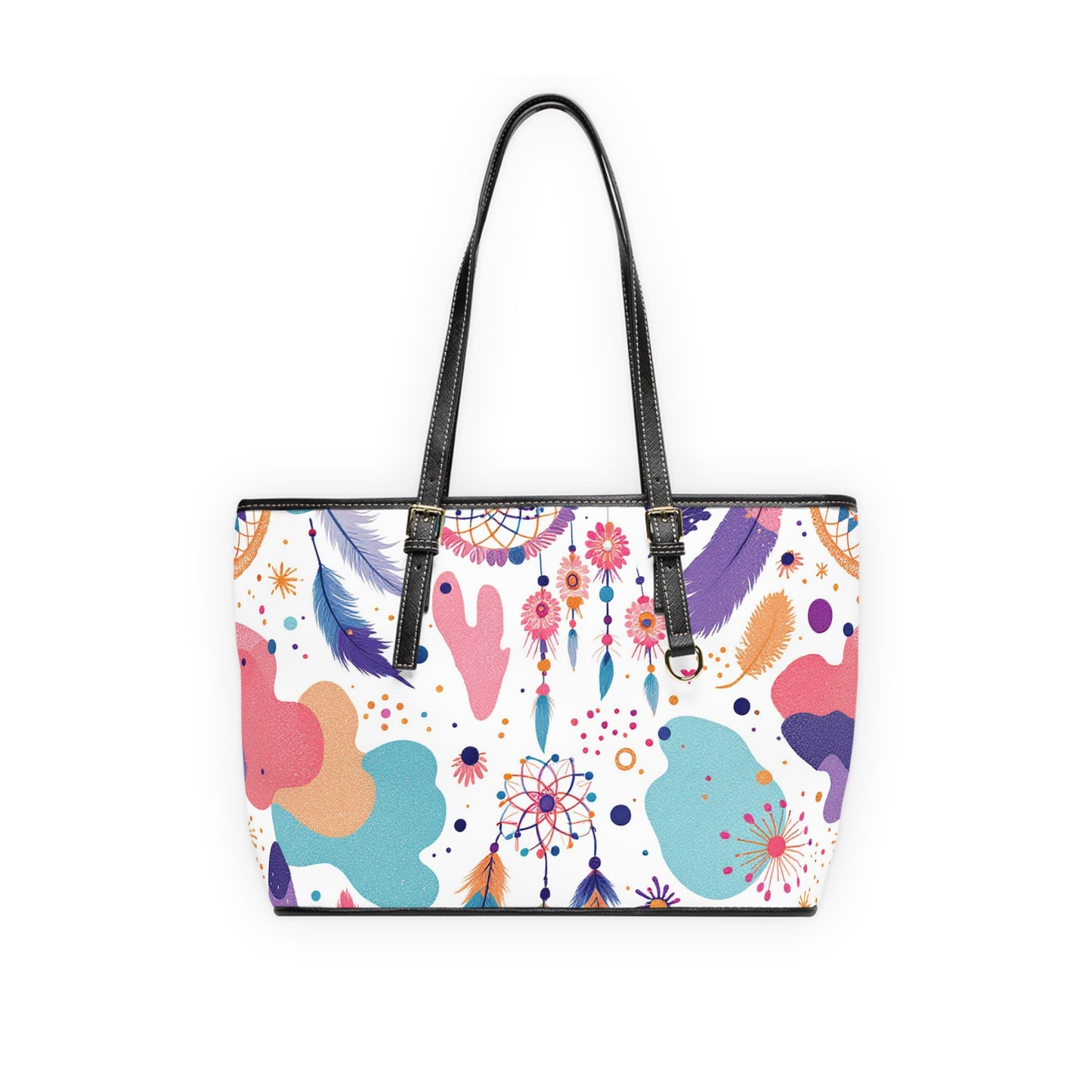 Boho Chic PU Leather Shoulder Bag - Colorful Dreamcatcher Design