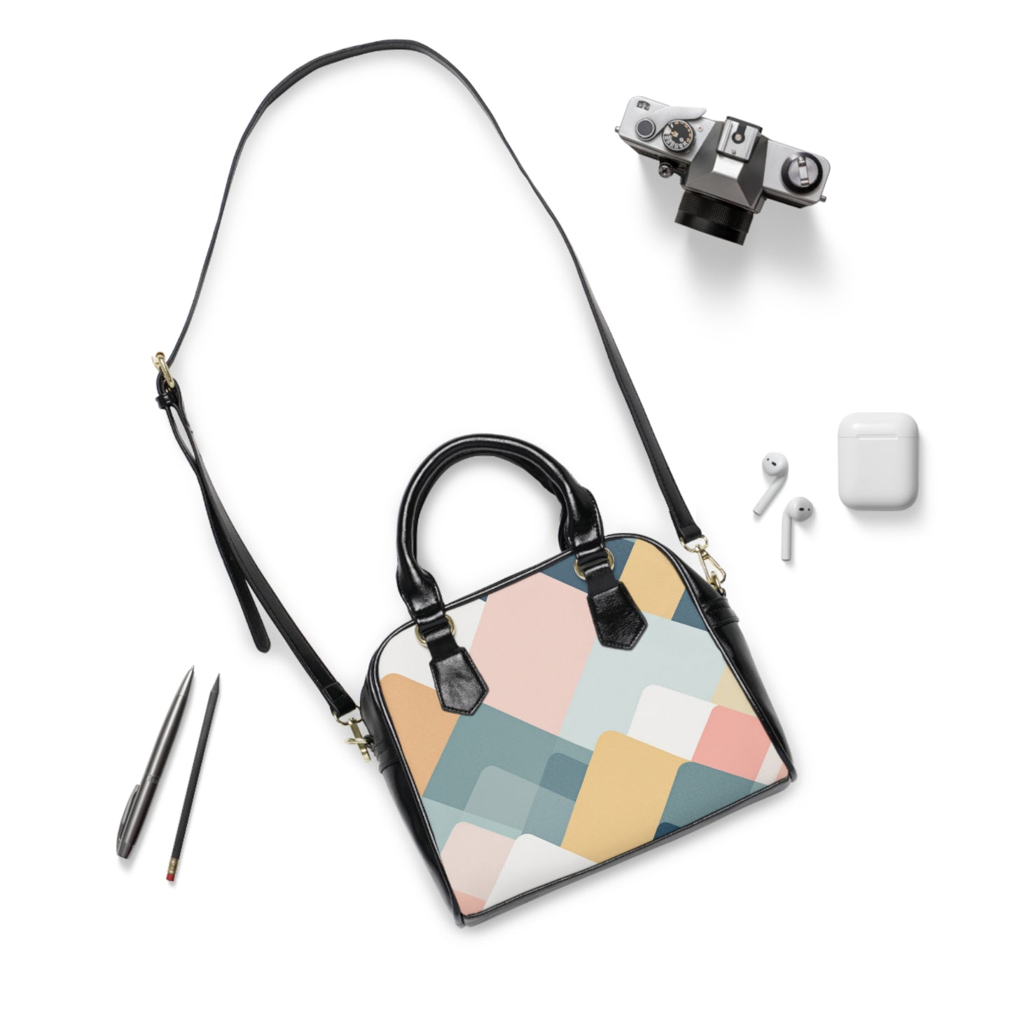 Chic Geometric Shoulder Handbag - Stylish Everyday Tote for Modern Women