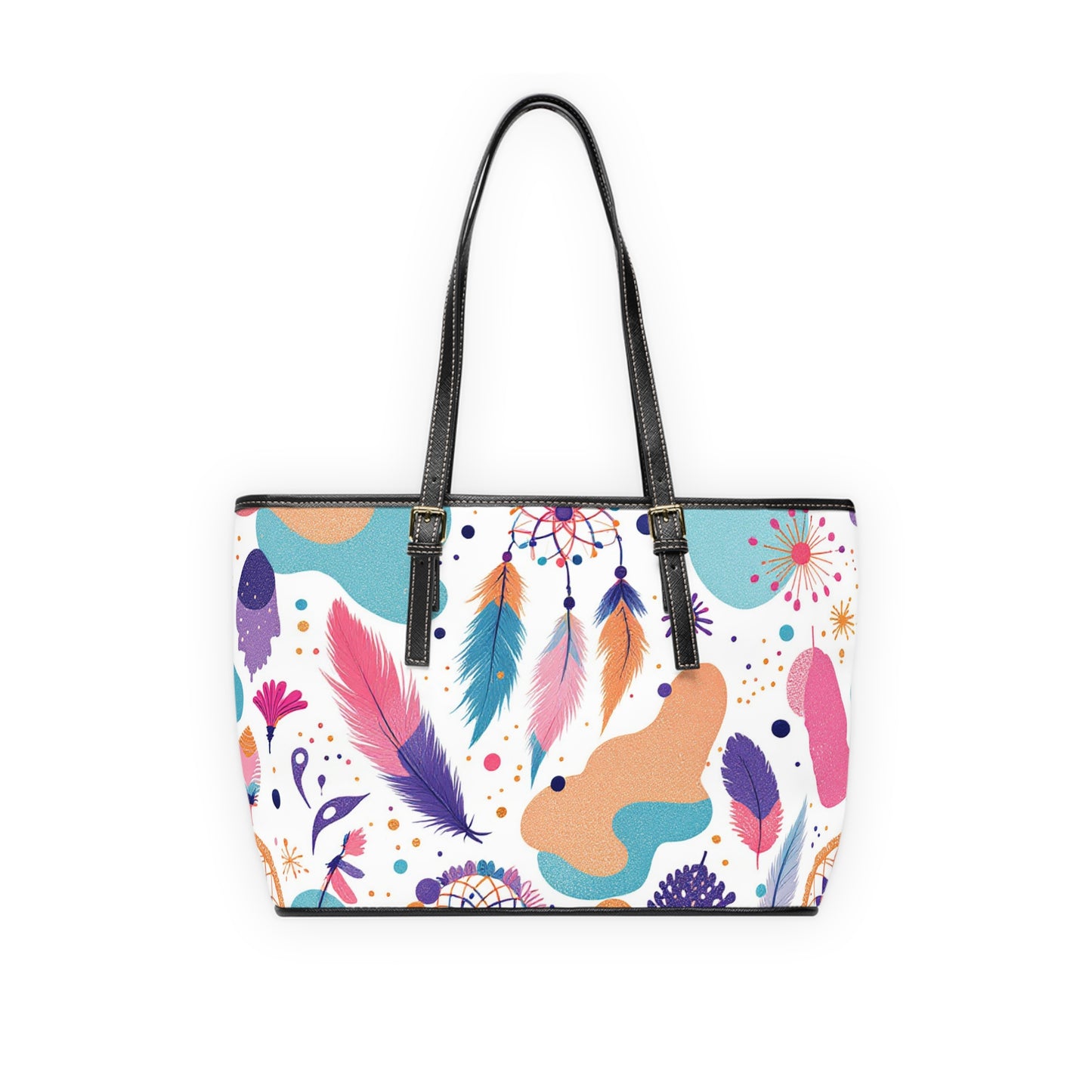 Boho Chic PU Leather Shoulder Bag - Colorful Dreamcatcher Design