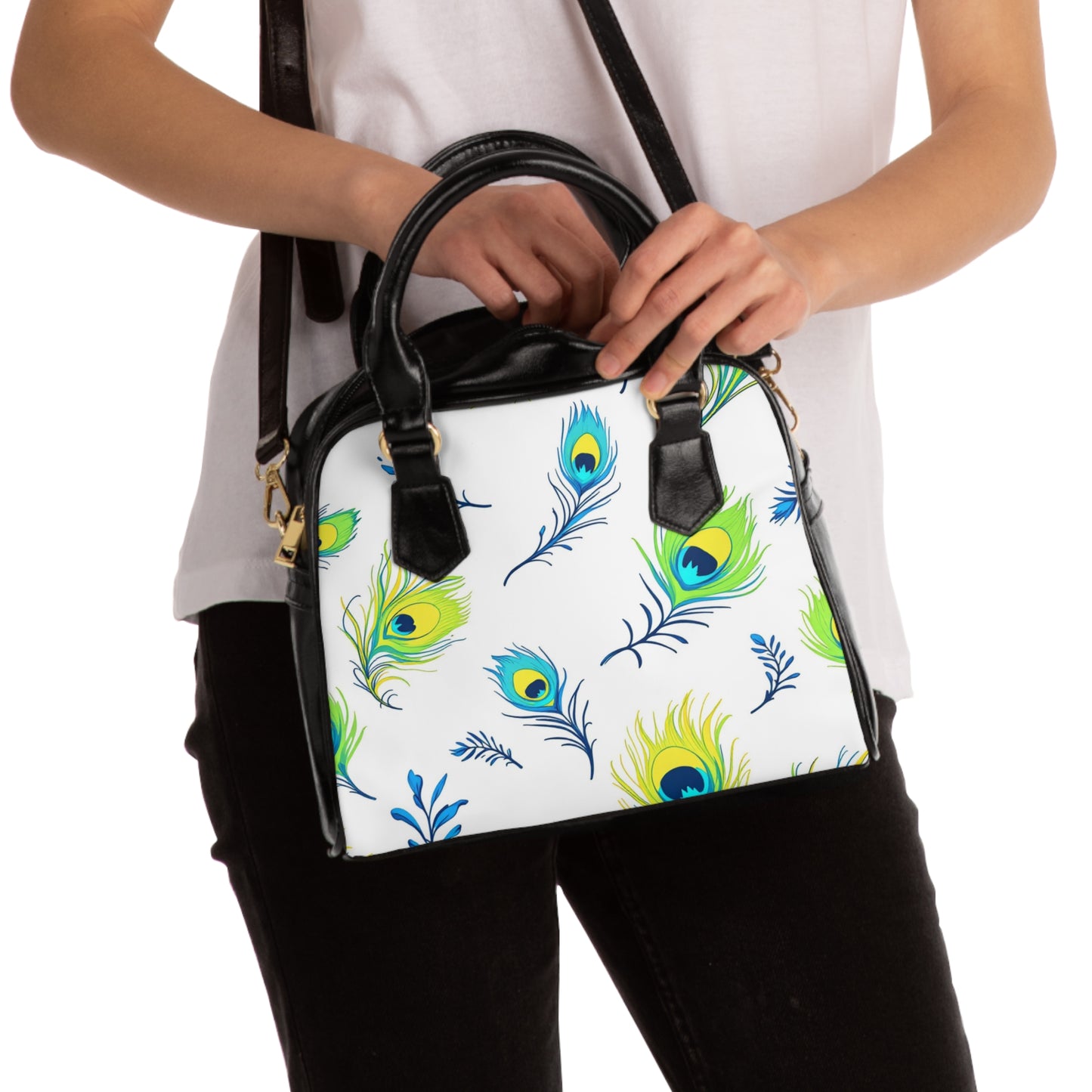 Chic Peacock Print Shoulder Handbag - Stylish & Unique Satchel for Fashion Lovers