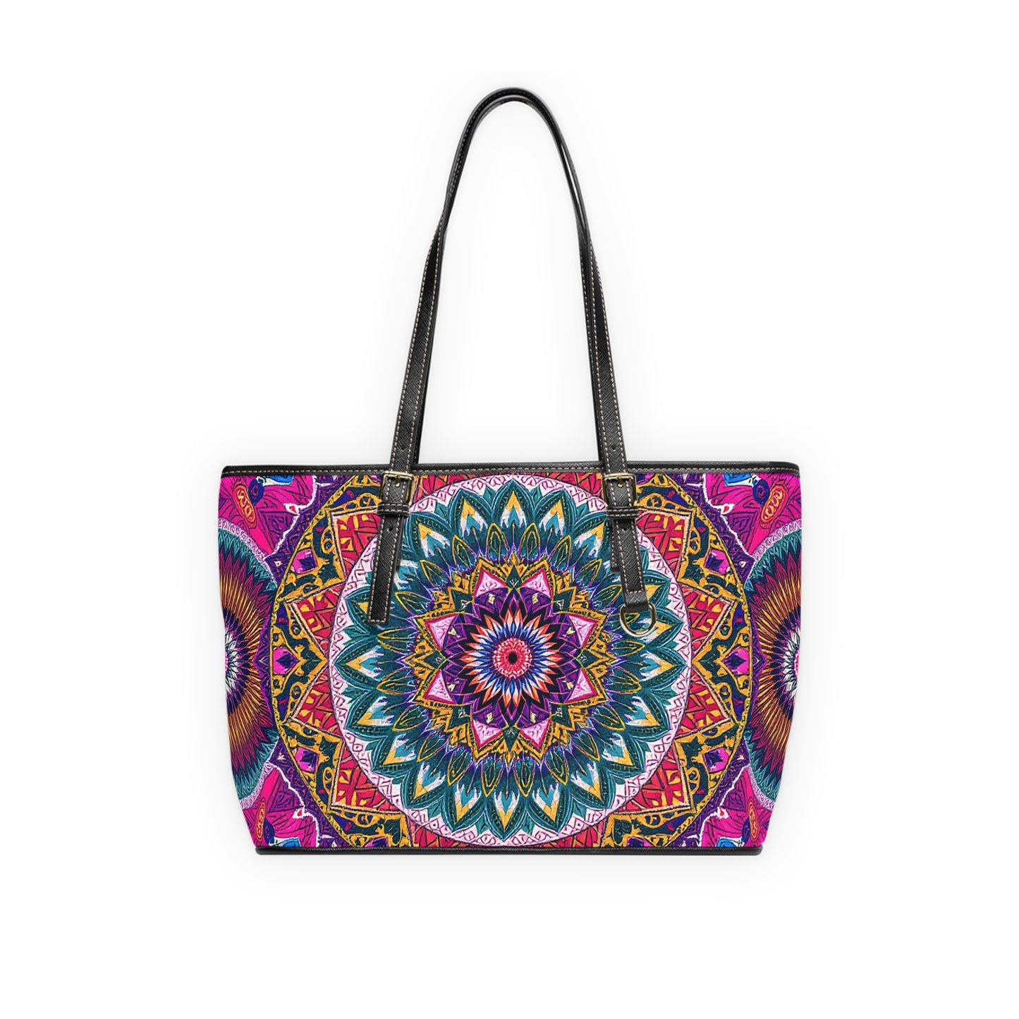 Bohemian PU Leather Shoulder Bag - Colorful Mandala Design