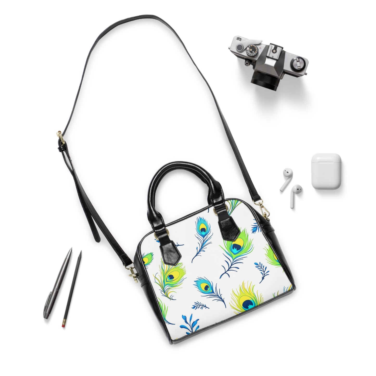 Chic Peacock Print Shoulder Handbag - Stylish & Unique Satchel for Fashion Lovers