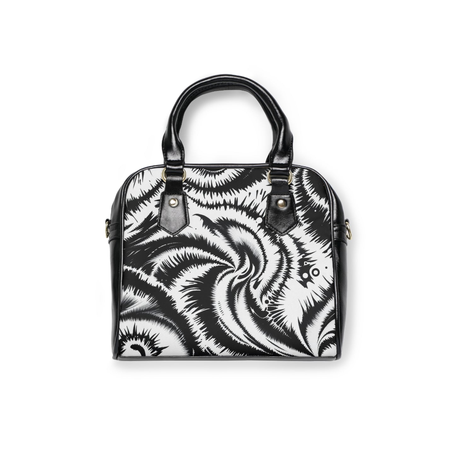 Chic Black and White Floral Shoulder Handbag - Stylish Everyday Accessory