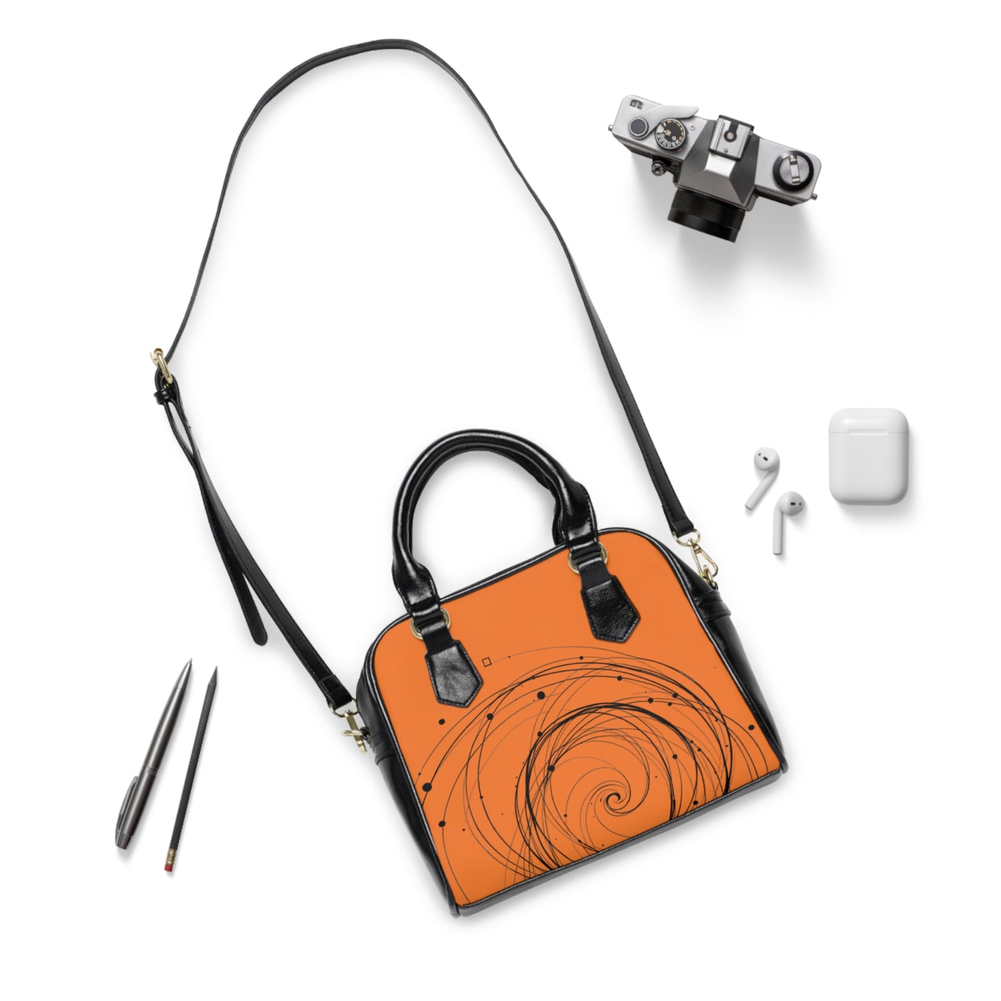 Chic Orange Spiral Shoulder Handbag - Stylish Accessory for Everyday Use