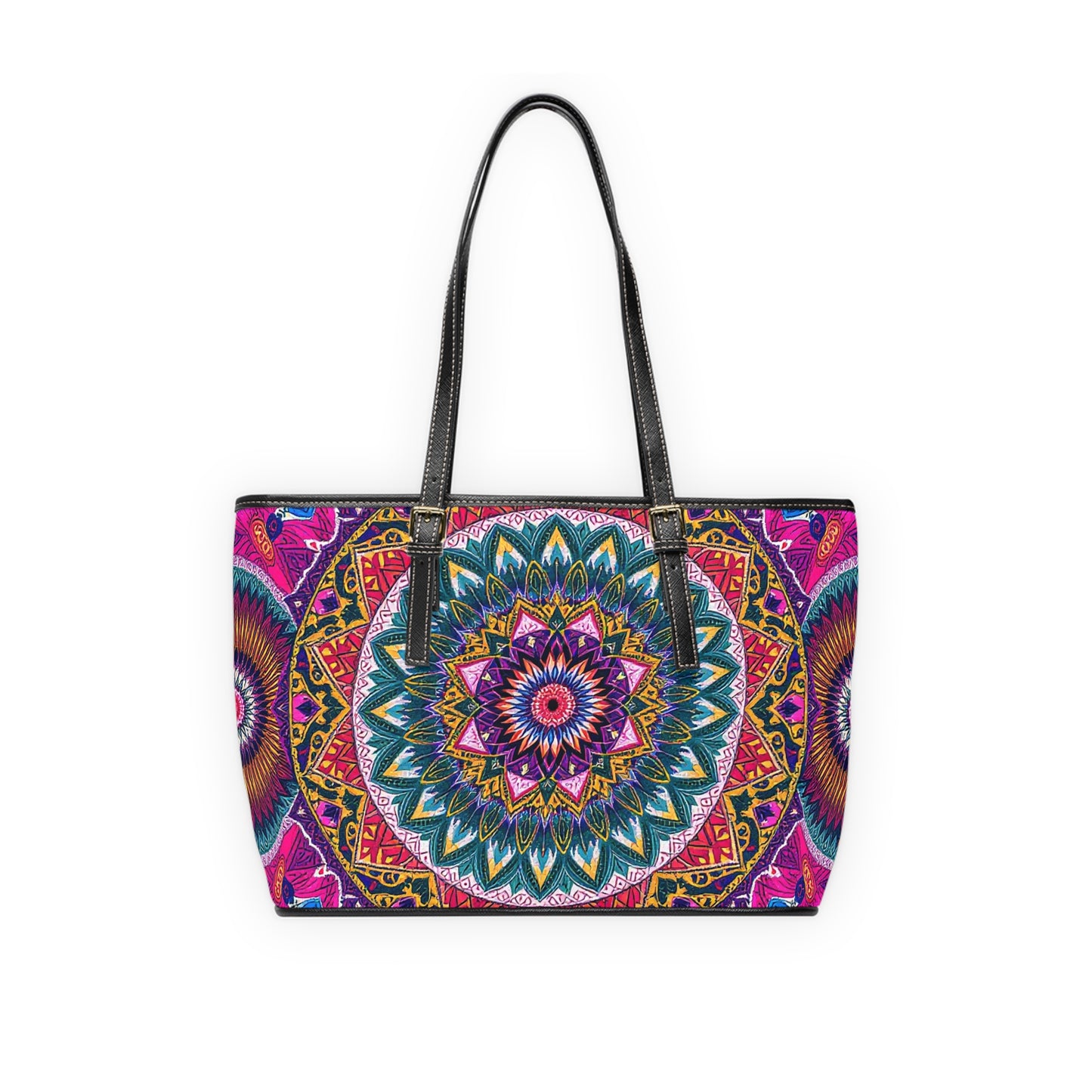 Bohemian PU Leather Shoulder Bag - Colorful Mandala Design