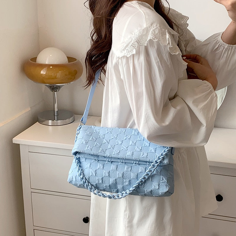 Chain Luxury Designer Handbags Purse Branded Big Women Bags For Women Trend Soft Folds Shoulder Bag Green Spring