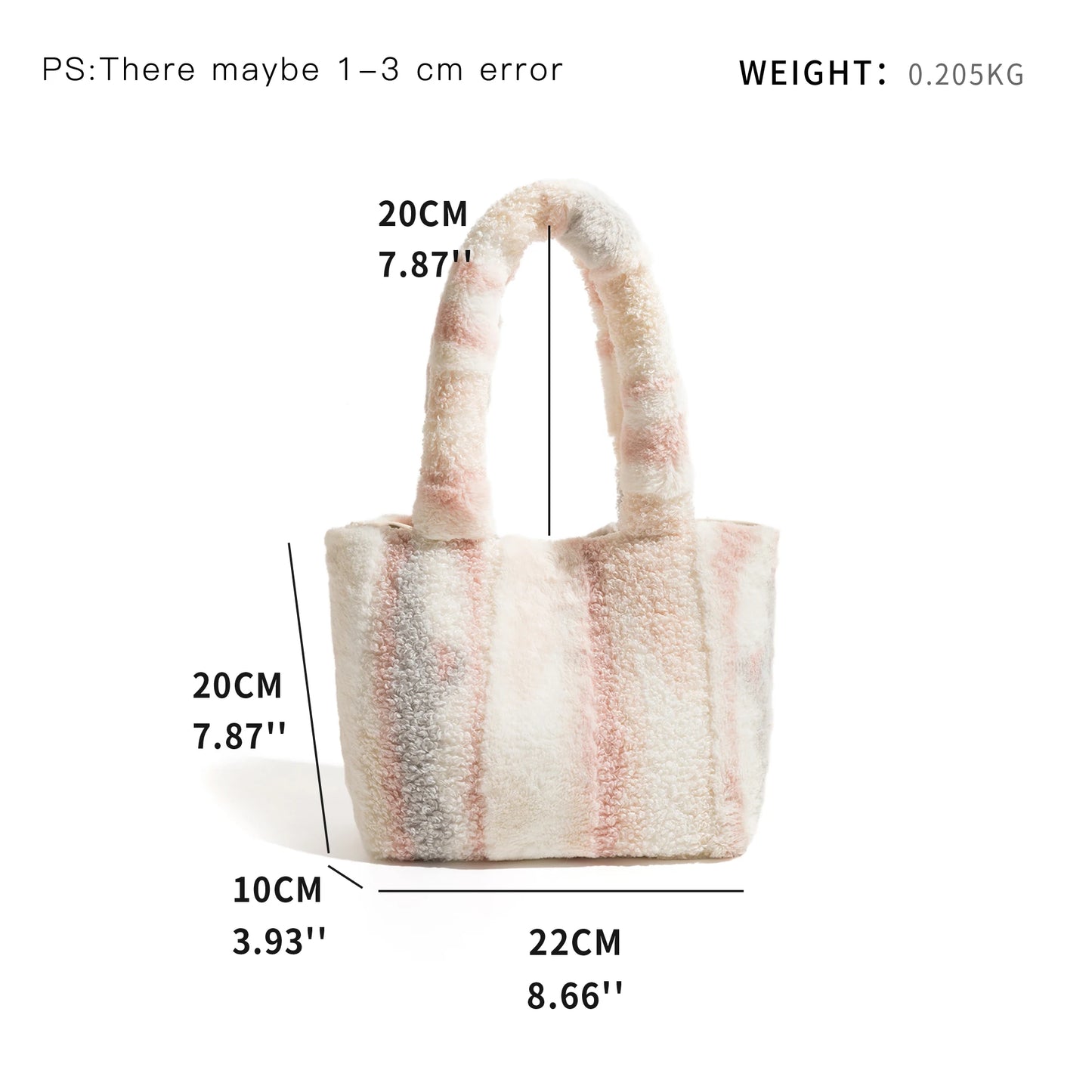 Bohemian Printed Winter Faux Fur Tote Handbag for Women Hasp Plush Square Shopper Purse Trend Elegant Ladies Daily Bag