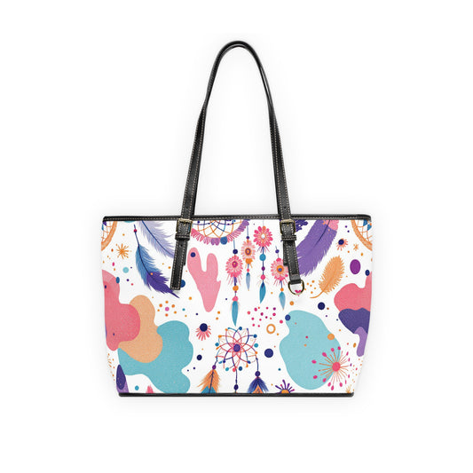 Boho Chic PU Leather Shoulder Bag - Colorful Dreamcatcher Design