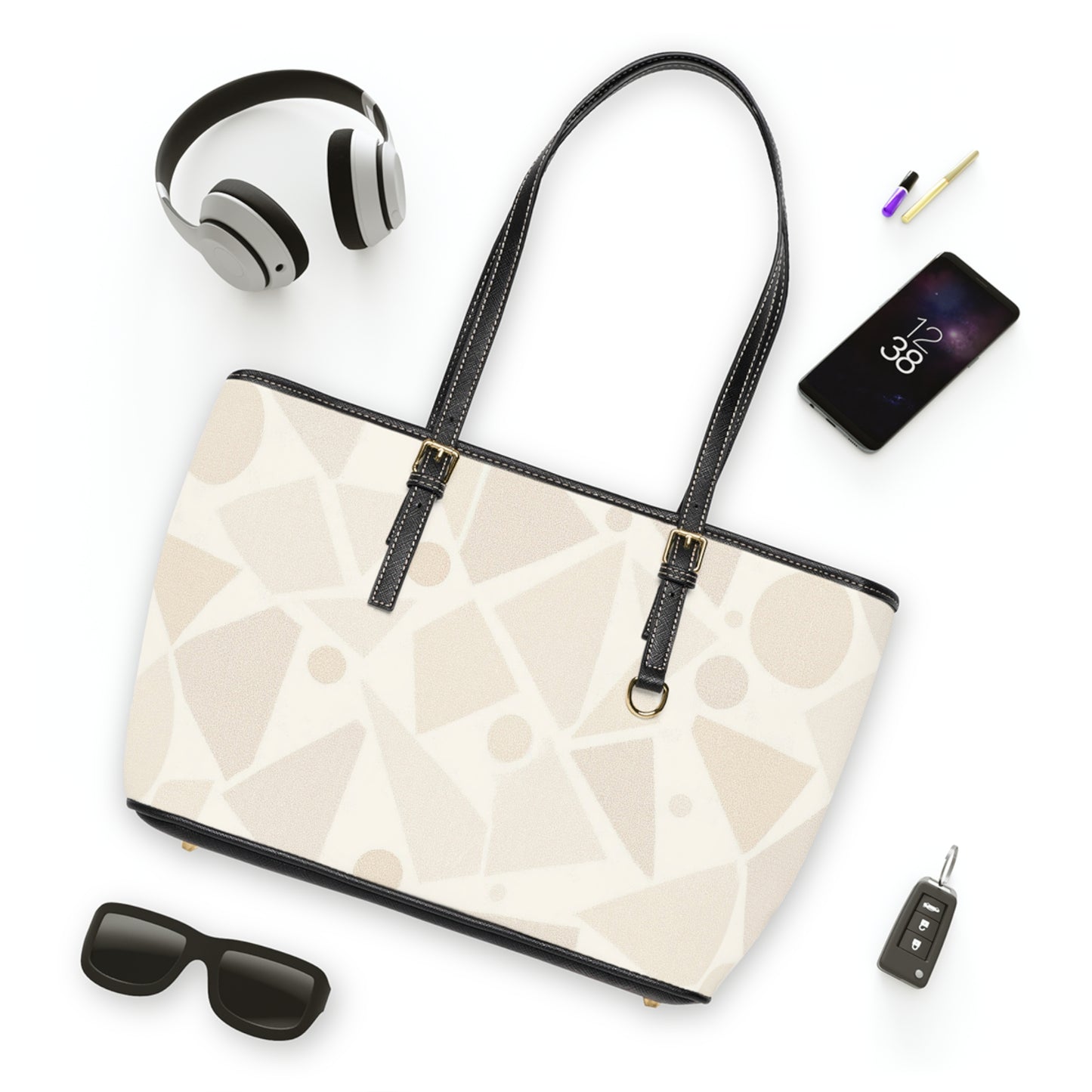 Chic PU Leather Shoulder Bag - Modern Geometric Design