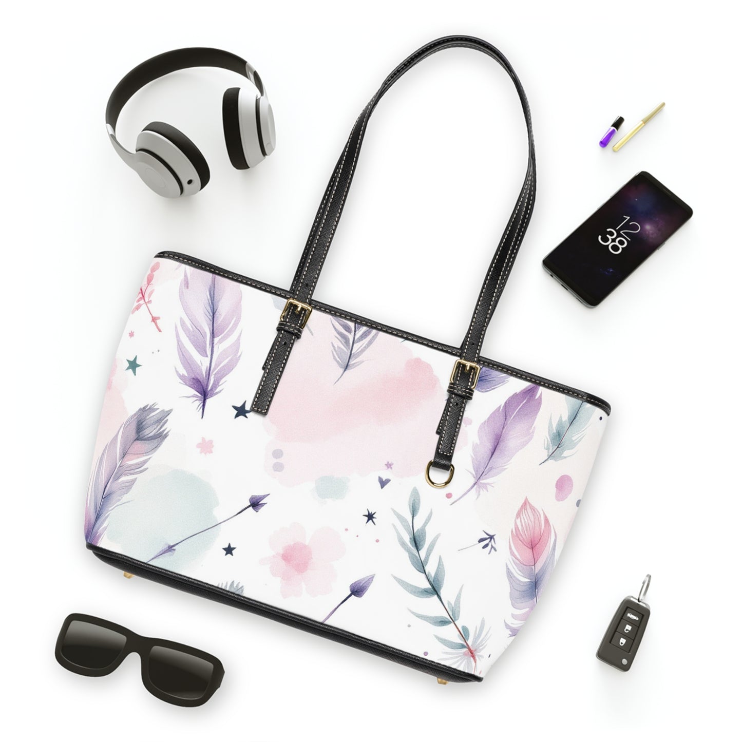 Bohemian PU Leather Shoulder Bag with Feather Design