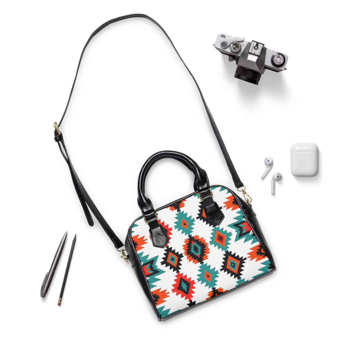 Vibrant Tribal Print Shoulder Handbag - Boho Chic Style