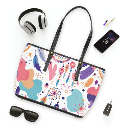 Boho Chic PU Leather Shoulder Bag - Colorful Dreamcatcher Design
