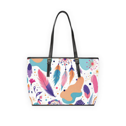Boho Chic PU Leather Shoulder Bag - Colorful Dreamcatcher Design