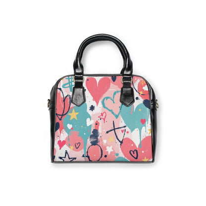 Colorful Heart Prints Shoulder Handbag - Perfect for Everyday Style and Gifting