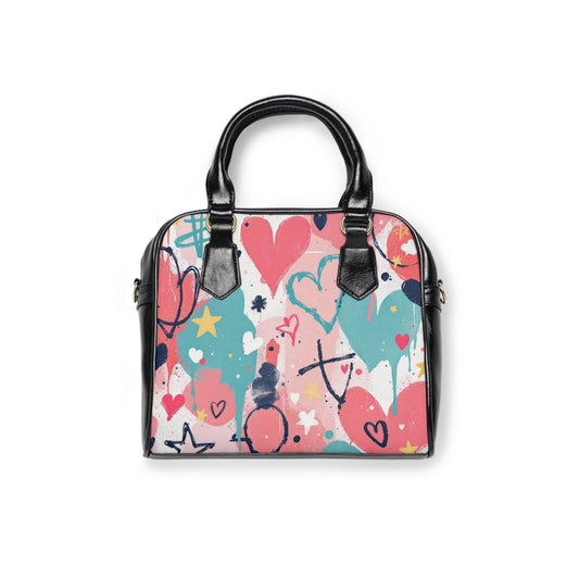 Colorful Heart Prints Shoulder Handbag - Perfect for Everyday Style and Gifting