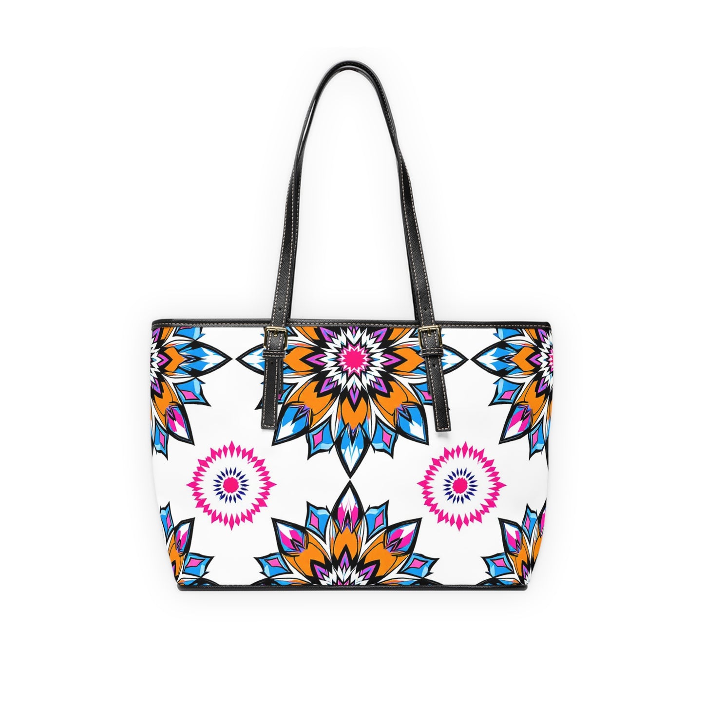 Colorful Mandala PU Leather Shoulder Bag – Fashionable Tote for Everyday Use