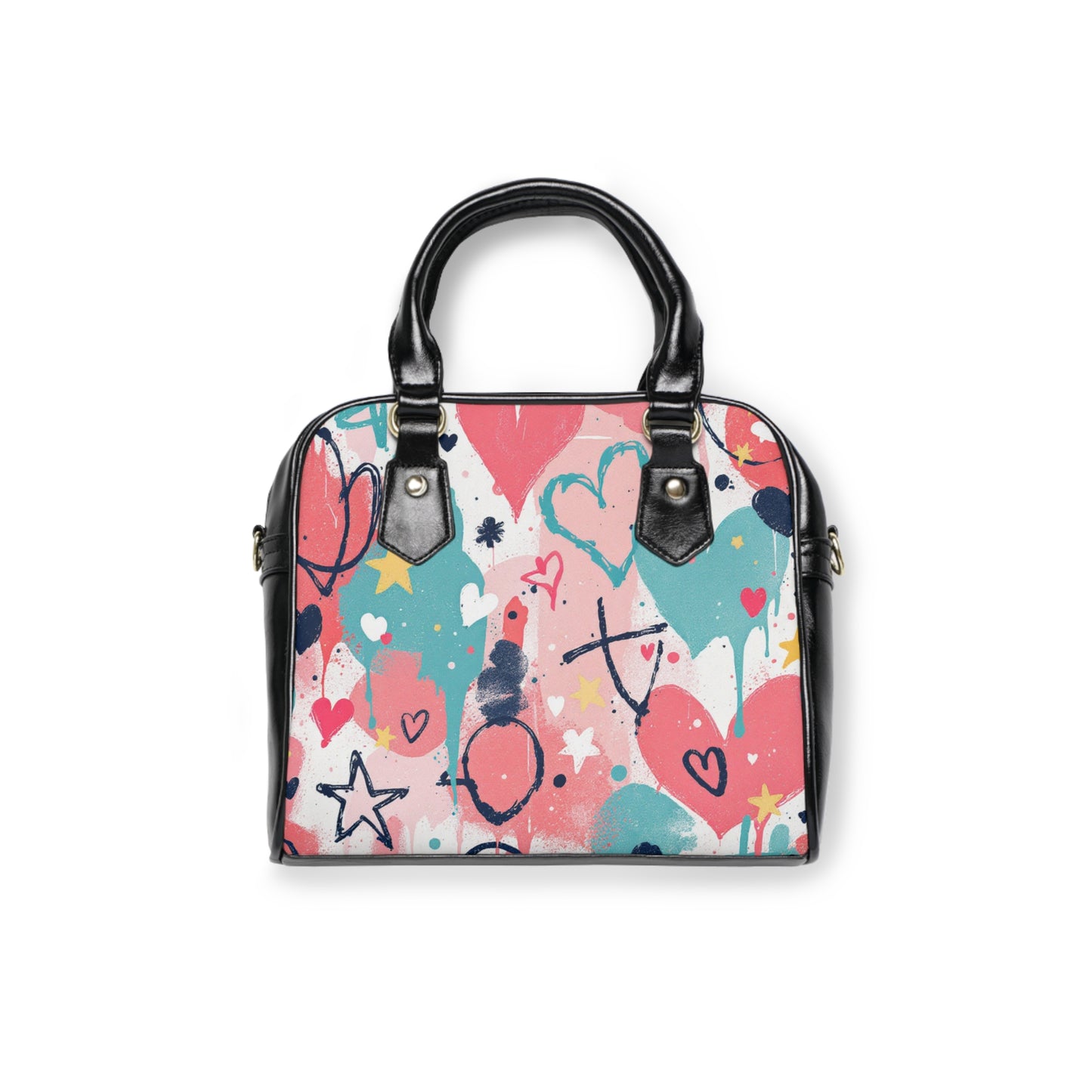 Colorful Heart Prints Shoulder Handbag - Perfect for Everyday Style and Gifting