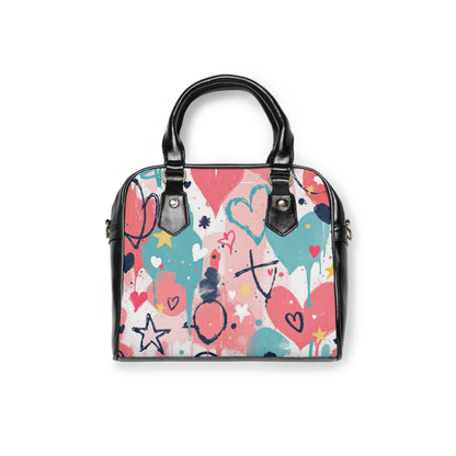 Colorful Heart Prints Shoulder Handbag - Perfect for Everyday Style and Gifting
