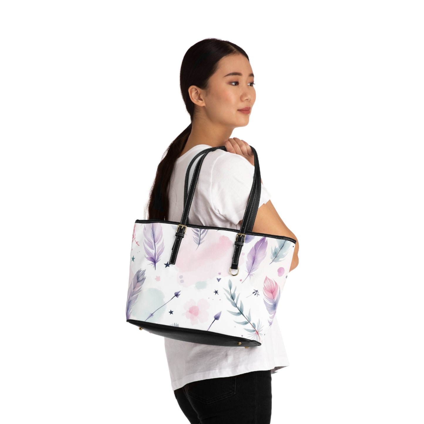 Bohemian PU Leather Shoulder Bag with Feather Design