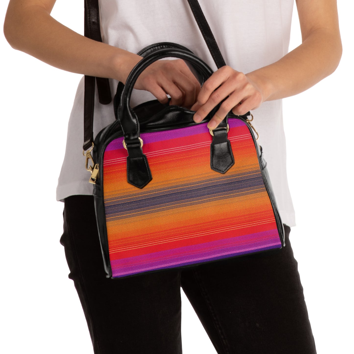 Vibrant Striped Shoulder Handbag – Perfect for Everyday Style & Celebrations