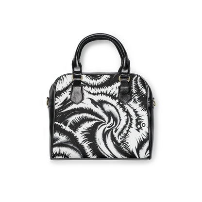 Chic Black and White Floral Shoulder Handbag - Stylish Everyday Accessory