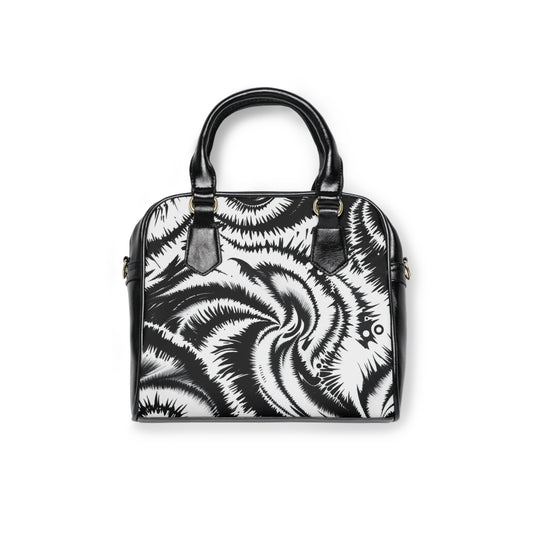 Chic Black and White Floral Shoulder Handbag - Stylish Everyday Accessory
