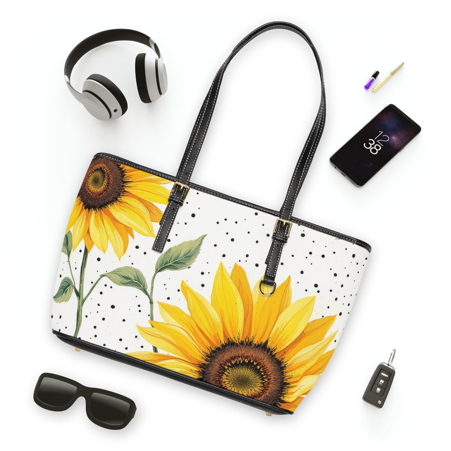 Sunflower PU Leather Shoulder Bag - Stylish Tote for Summer Outings