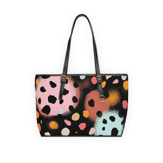 Colorful PU Leather Shoulder Bag - Stylish Everyday Tote with Abstract Design