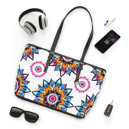 Colorful Mandala PU Leather Shoulder Bag – Fashionable Tote for Everyday Use