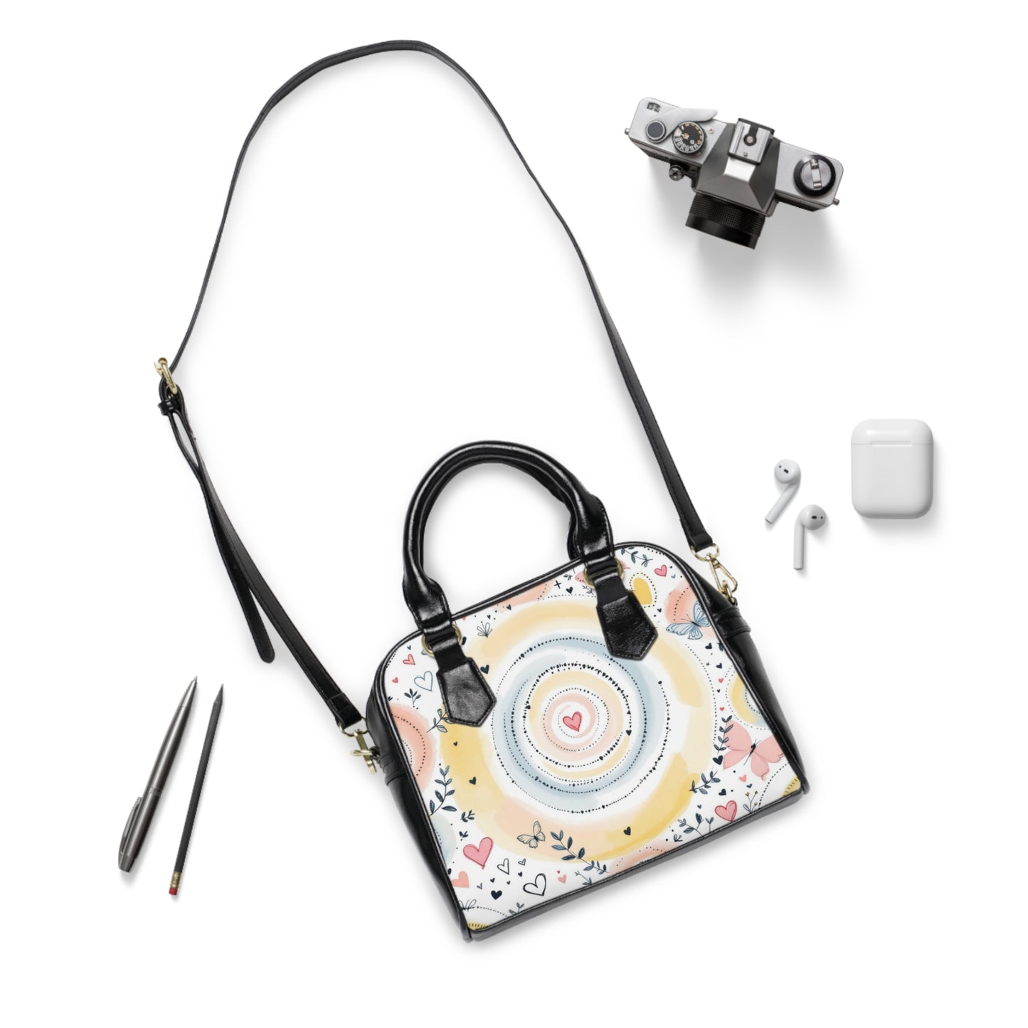Colorful Heart Pattern Shoulder Handbag – Stylish Accessory for Everyday Use