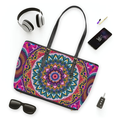Bohemian PU Leather Shoulder Bag - Colorful Mandala Design