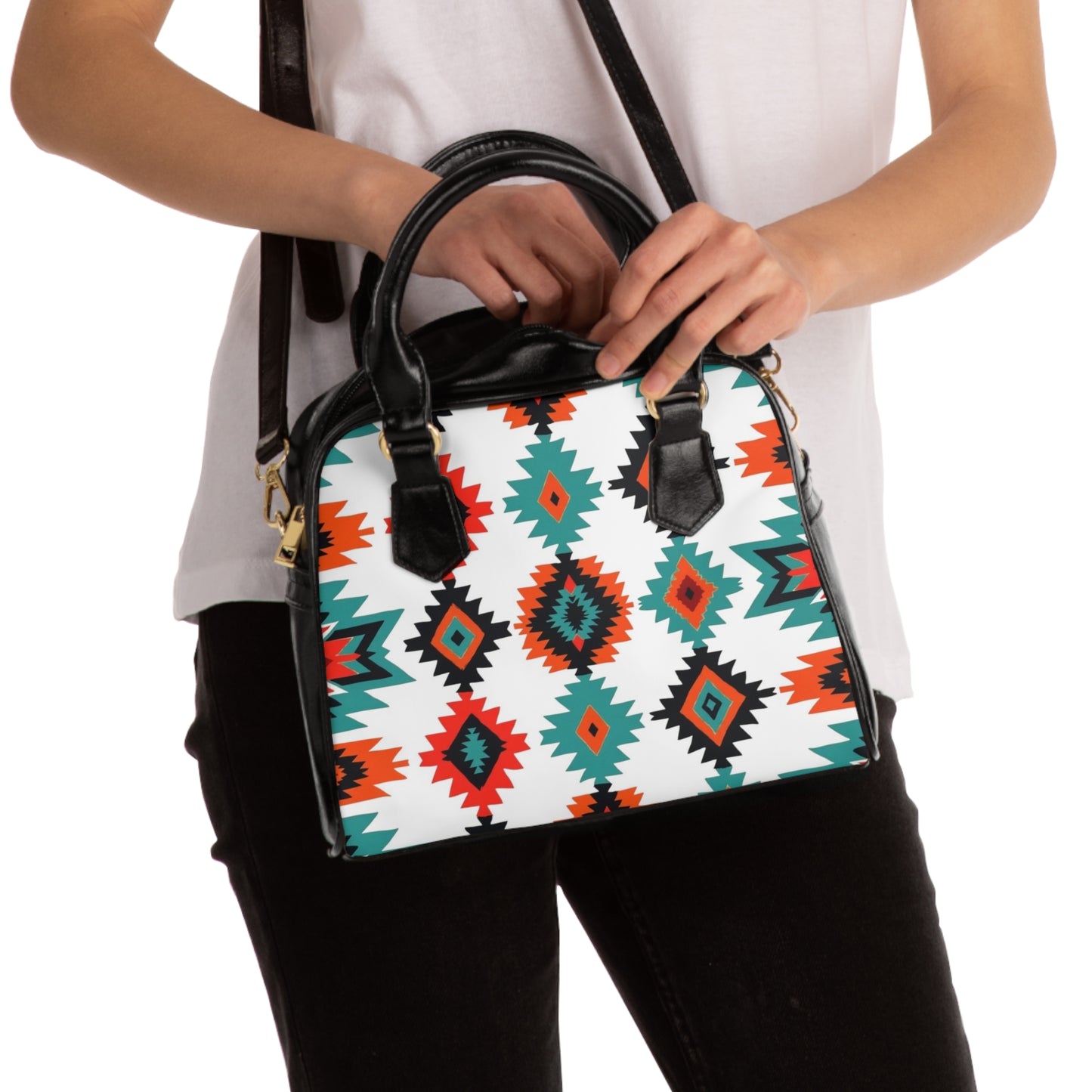 Vibrant Tribal Print Shoulder Handbag - Boho Chic Style