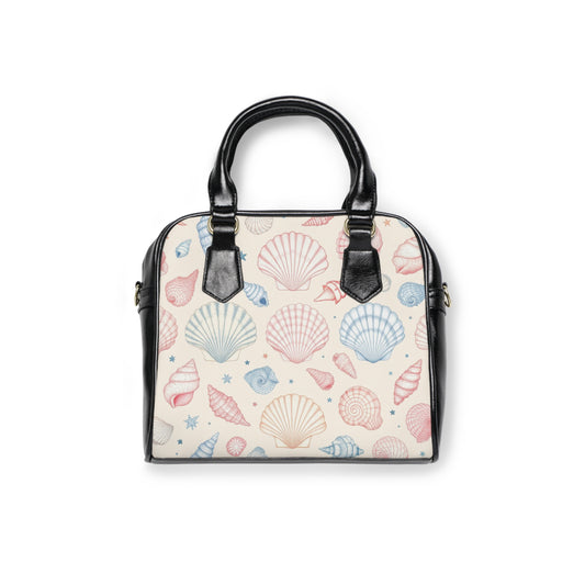 Coastal Seashell Print Shoulder Handbag | Stylish Beach Tote for Summer