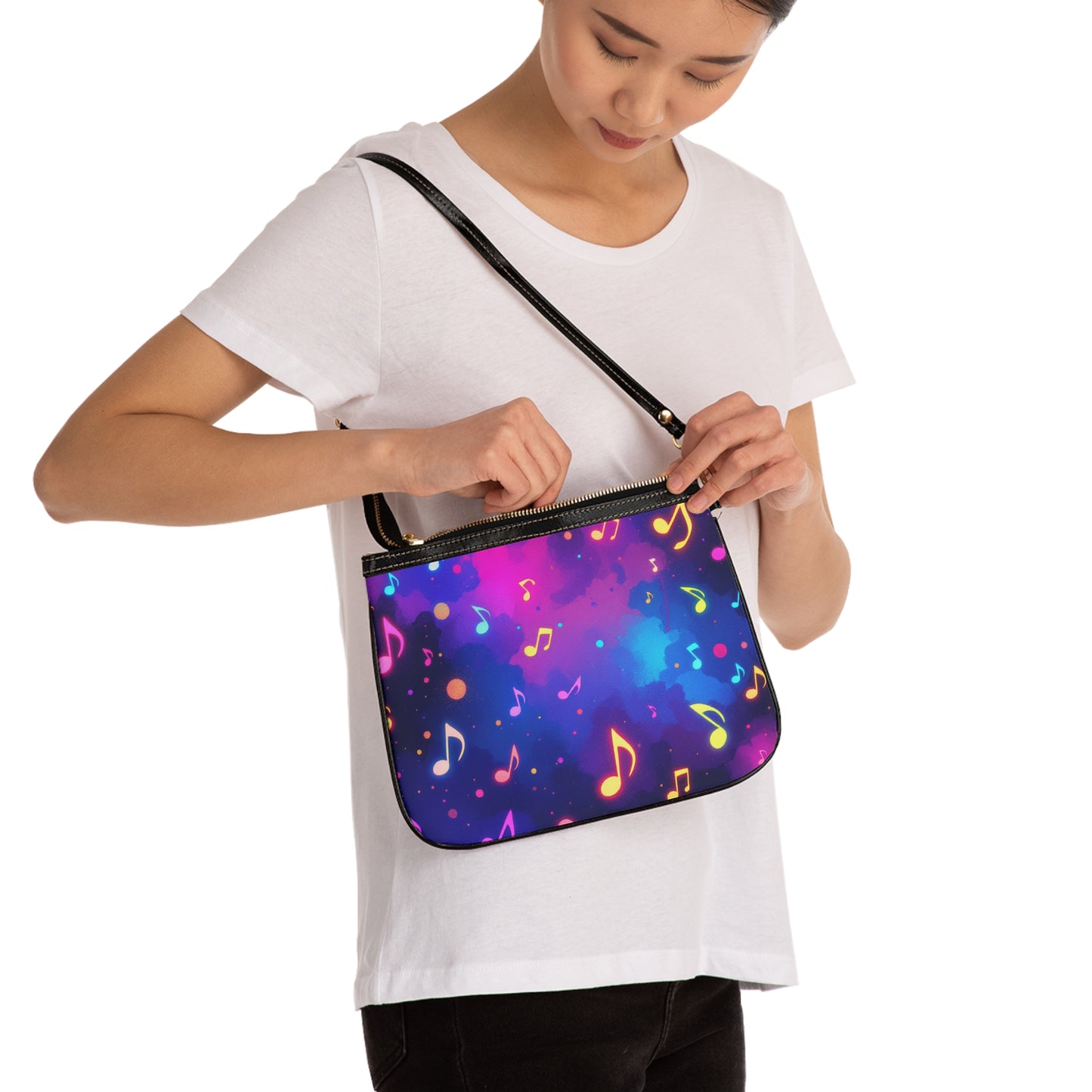 Colorful Music Notes Small Shoulder Bag - Perfect for Music Lovers