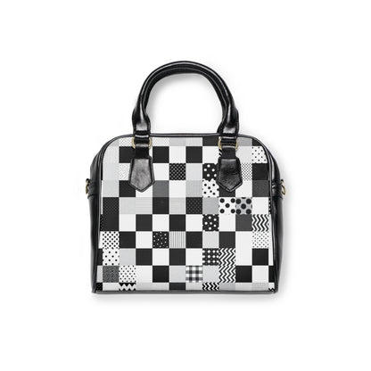 Chic Black and White Shoulder Handbag - Stylish Patchwork Design